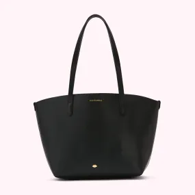 BLACK LEATHER SMALL IVY TOTE BAG