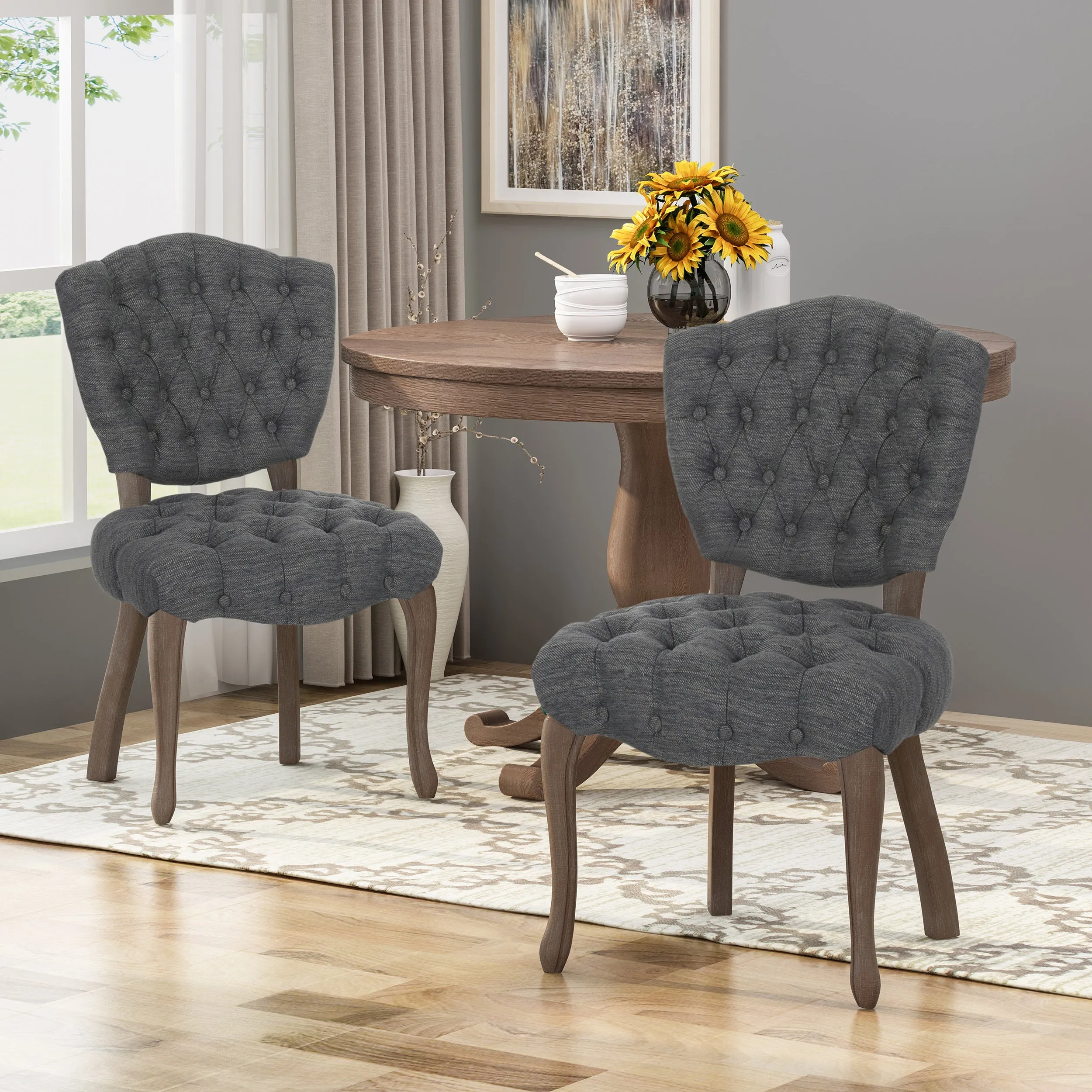 Case Tufted Dining Chair with Cabriole Legs (Set of 2)