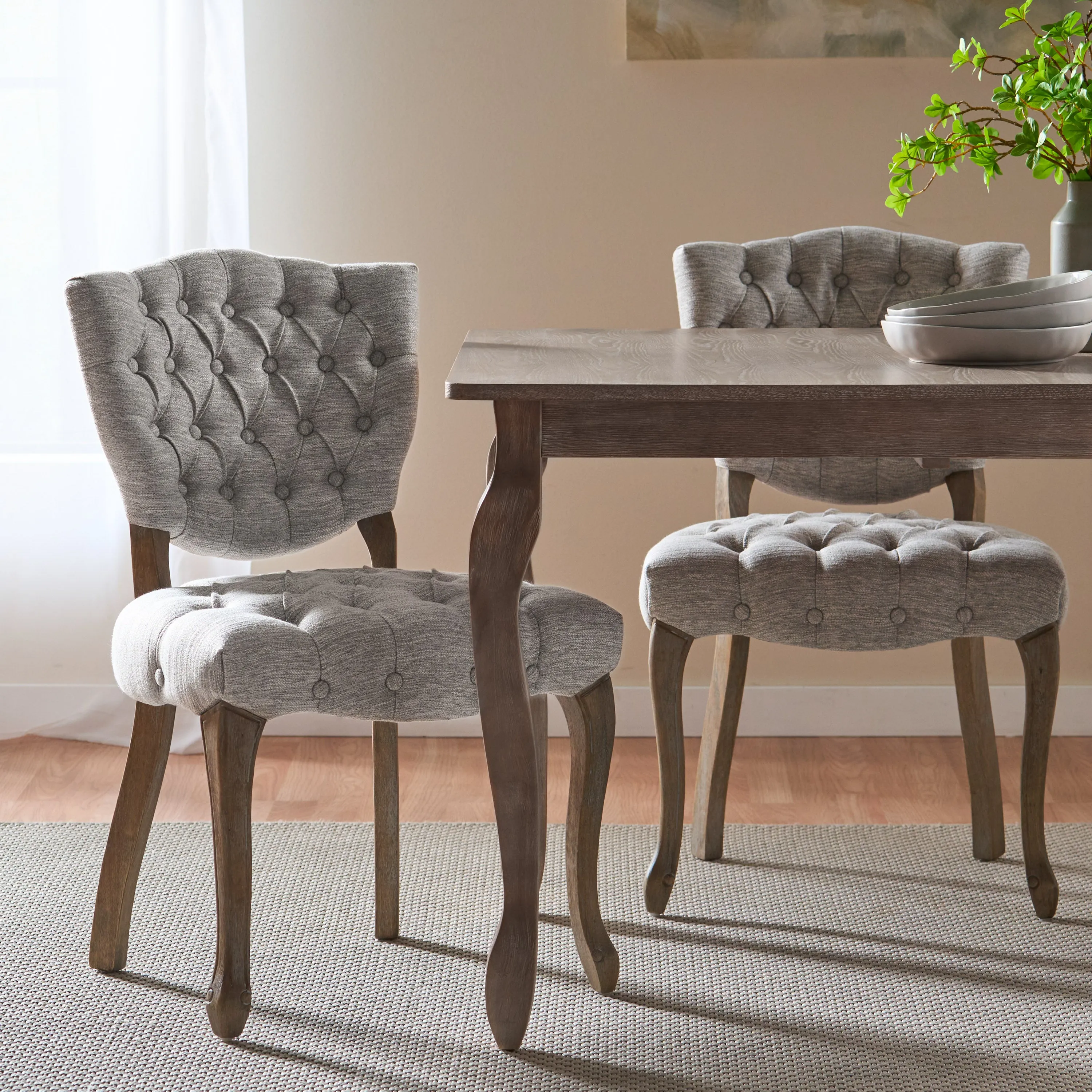 Case Tufted Dining Chair with Cabriole Legs (Set of 2)