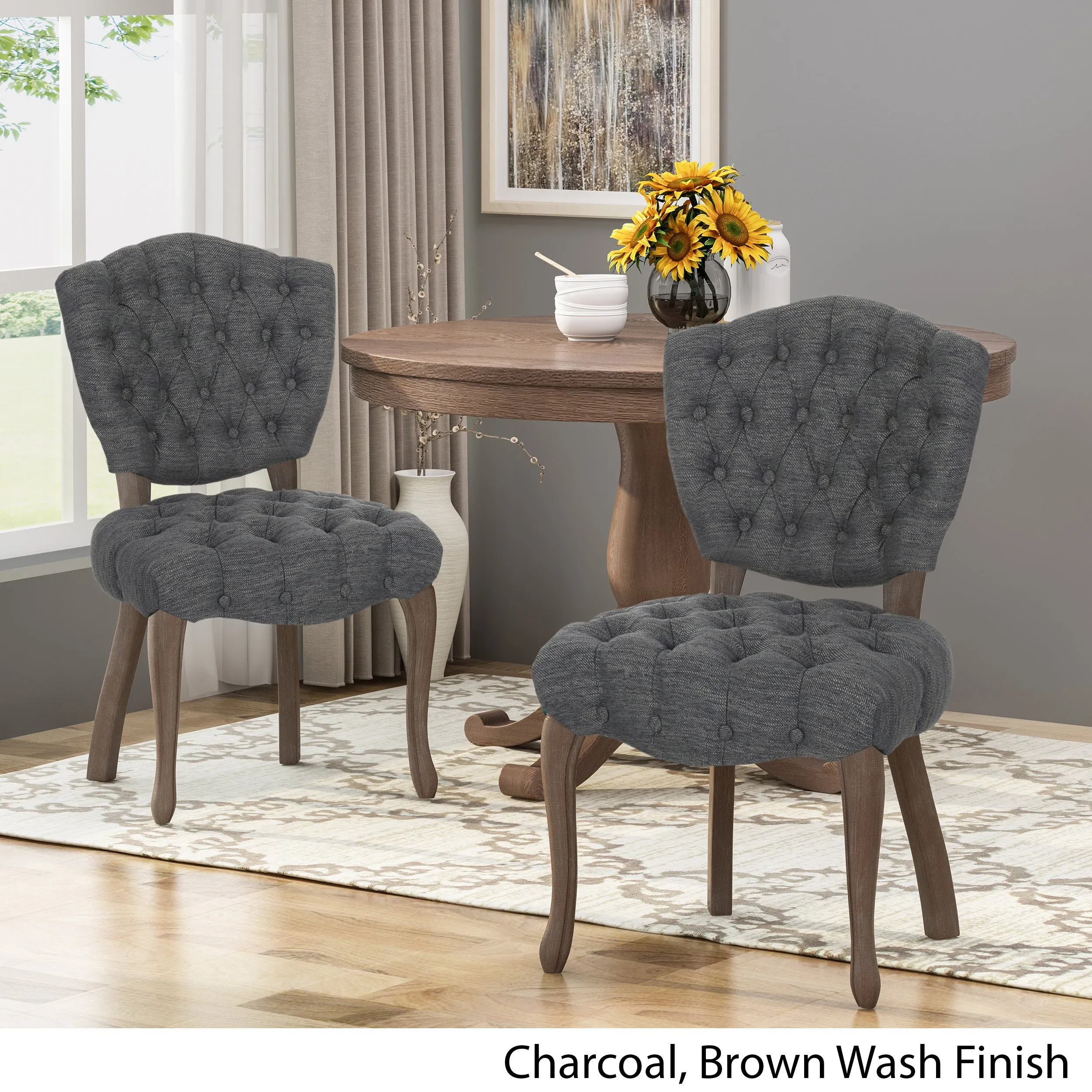 Case Tufted Dining Chair with Cabriole Legs (Set of 2)