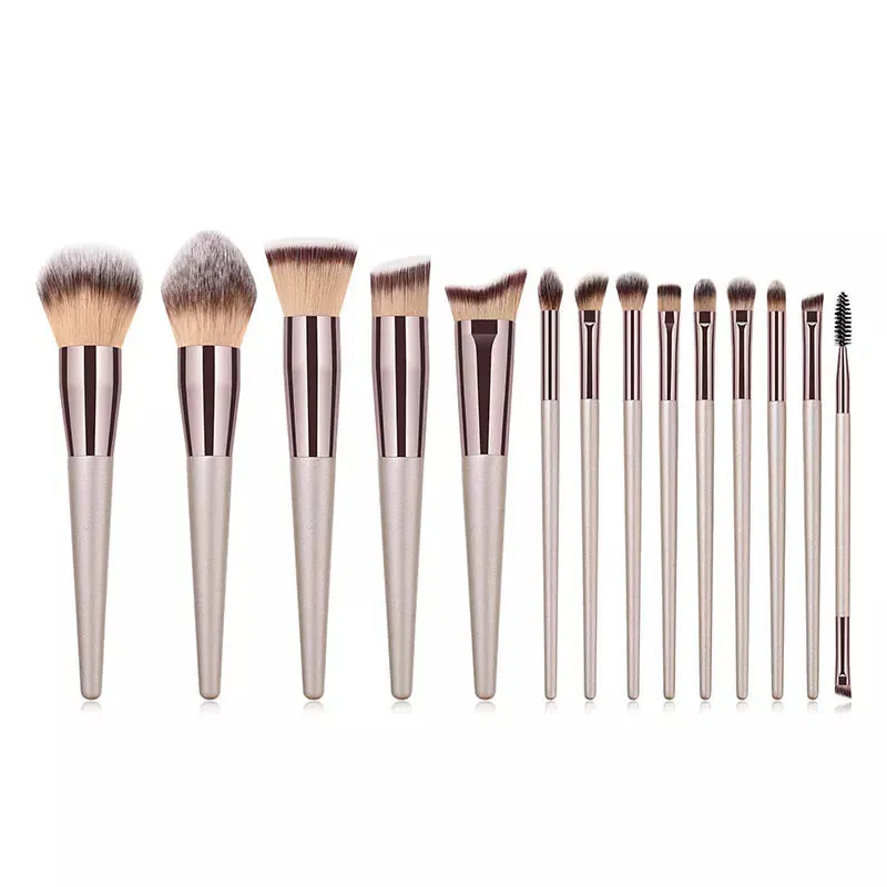Champagne Makeup Brush Set Cosmetic Foundation Powder Blush Eyeshadow Blending Make Up Brush Beauty Accessory Tools