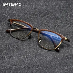 Gatenac Unisex Full Rim Square Brow Line Titanium Acetate Eyeglasses Gxyj1460