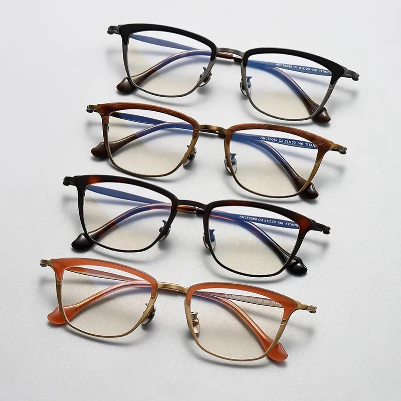 Gatenac Unisex Full Rim Square Brow Line Titanium Acetate Eyeglasses Gxyj1460