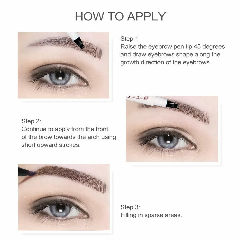Instant Eyebrow Tatto Pen Waterproof Micro Fork Tip Liquid Brow Pencil