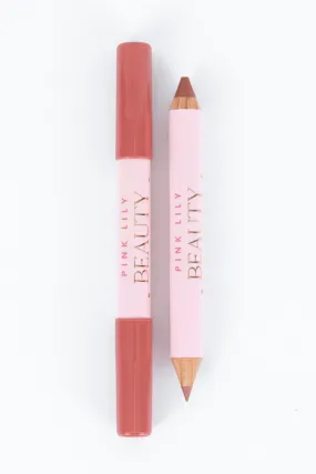 Pink Lily Beauty Double Bloom Dual Lipstick and Lip Liner - Rose and Shine FINAL SALE