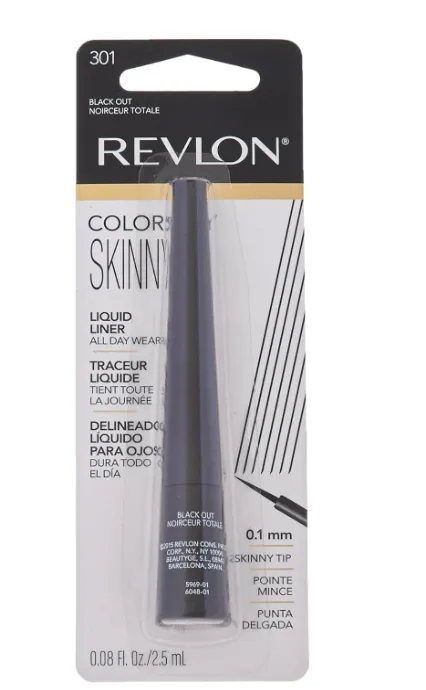 Revlon Skinny Liquid Eyeliner, ColorStay Eye Makeup, Waterproof, Smudge-proof, Longwearing with Ultra-Fine Tip, Black Out, 0.08 oz