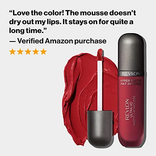 REVLON Ultra HD Lip Mousse Hyper Matte, Longwearing Creamy Liquid Lipstick in Pink, Dusty Rose (800), 0.2 oz