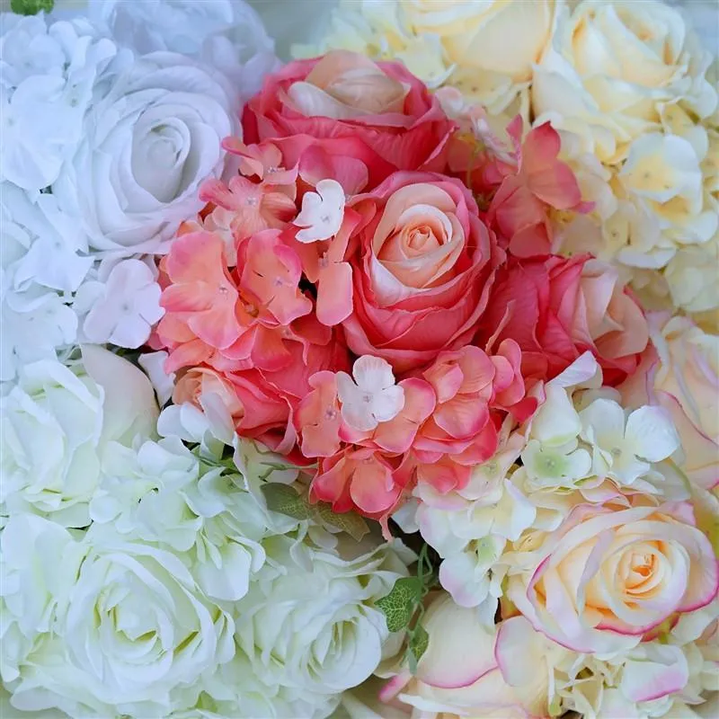 Rose & Hydrangea Bouquet Artificial Silk Flowers - Beige