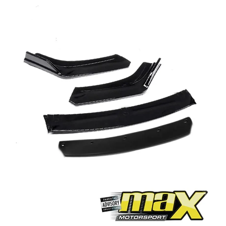 Universal Gloss Black 4-Piece Front Spoiler With Black Lip