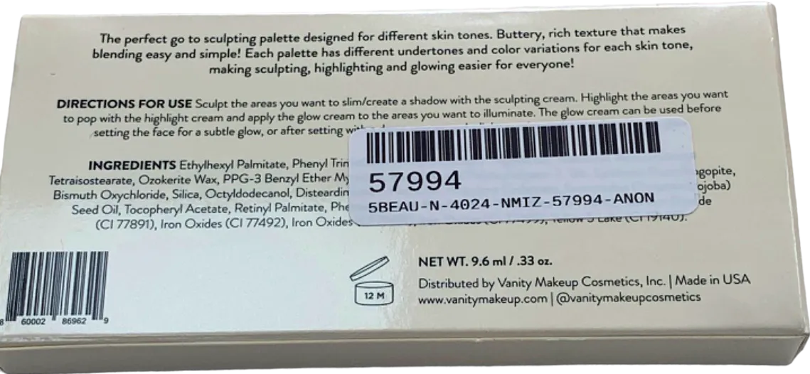 Vanity Makeup Sculpt & Glow Palette Medium Trio