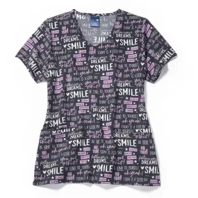 Zoe Chloe V-Neck Border Print Scrub Top - Go You